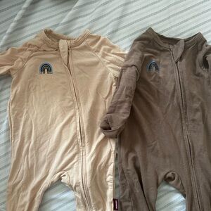 Cream and Brown Pajama Sets with Full-Length Coverage